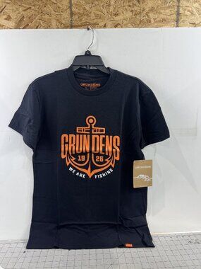 Grundéns “Off To The Races” SS T-Shirt Smoke Men’ Sz. S Black/Orange Graphic New